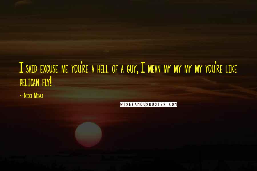 Nicki Minaj Quotes: I said excuse me you're a hell of a guy, I mean my my my my you're like pelican fly!