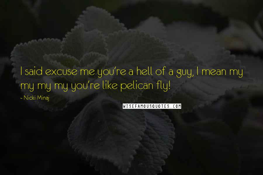 Nicki Minaj Quotes: I said excuse me you're a hell of a guy, I mean my my my my you're like pelican fly!