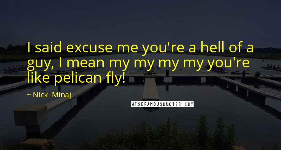 Nicki Minaj Quotes: I said excuse me you're a hell of a guy, I mean my my my my you're like pelican fly!