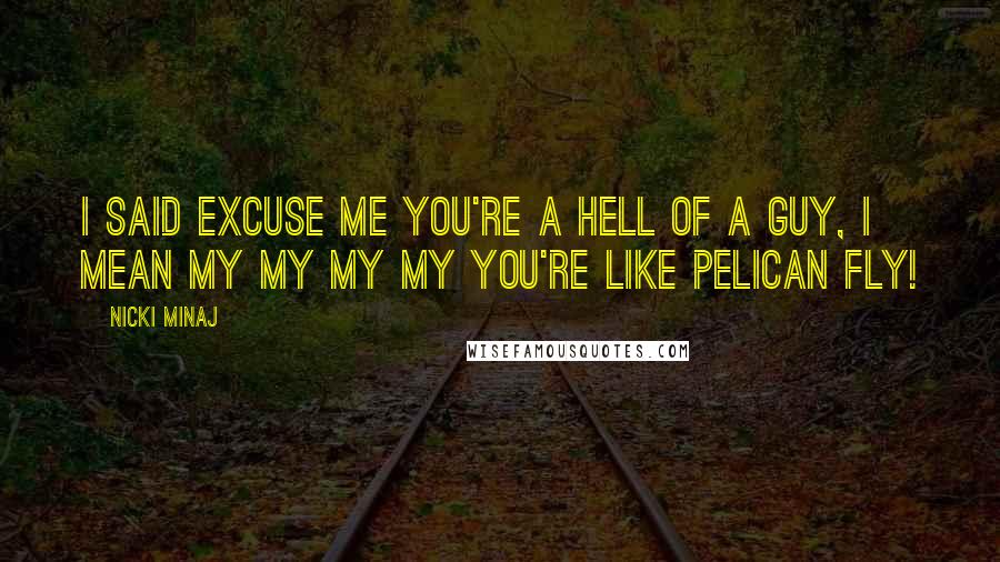 Nicki Minaj Quotes: I said excuse me you're a hell of a guy, I mean my my my my you're like pelican fly!