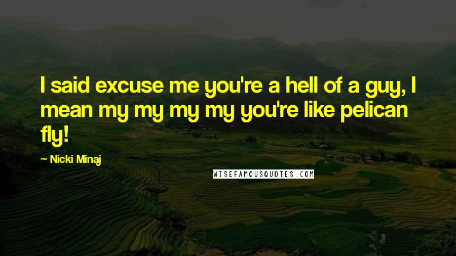 Nicki Minaj Quotes: I said excuse me you're a hell of a guy, I mean my my my my you're like pelican fly!