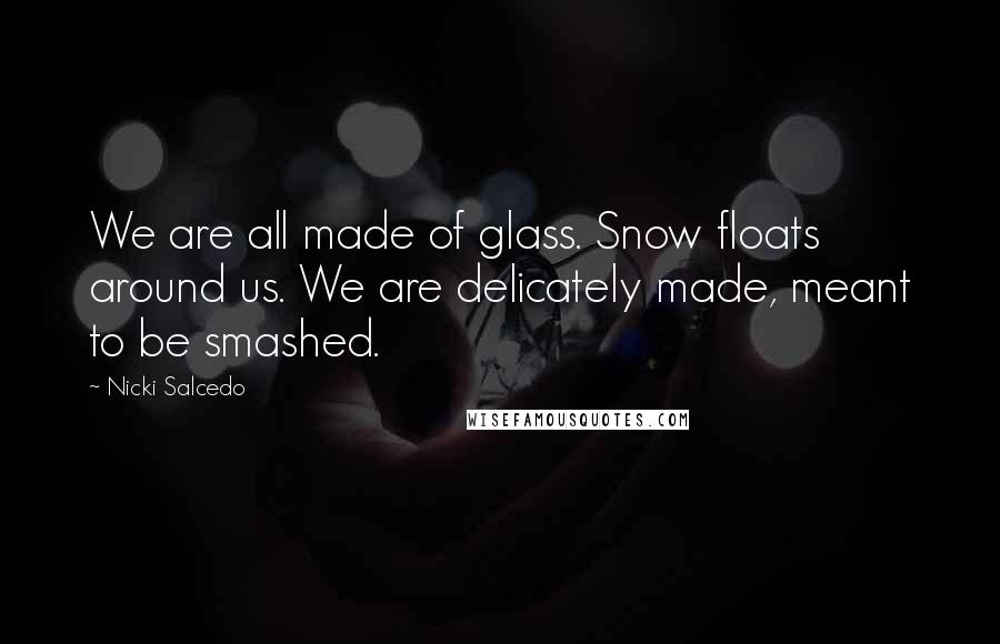 Nicki Salcedo Quotes: We are all made of glass. Snow floats around us. We are delicately made, meant to be smashed.