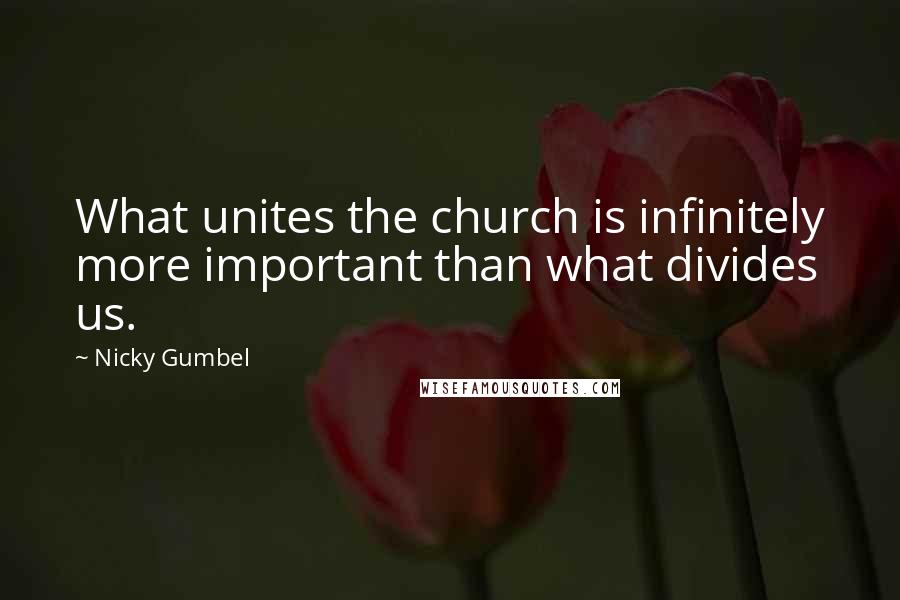 Nicky Gumbel Quotes: What unites the church is infinitely more important than what divides us.