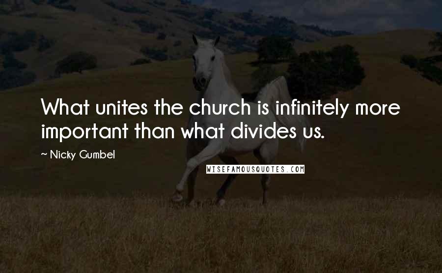Nicky Gumbel Quotes: What unites the church is infinitely more important than what divides us.
