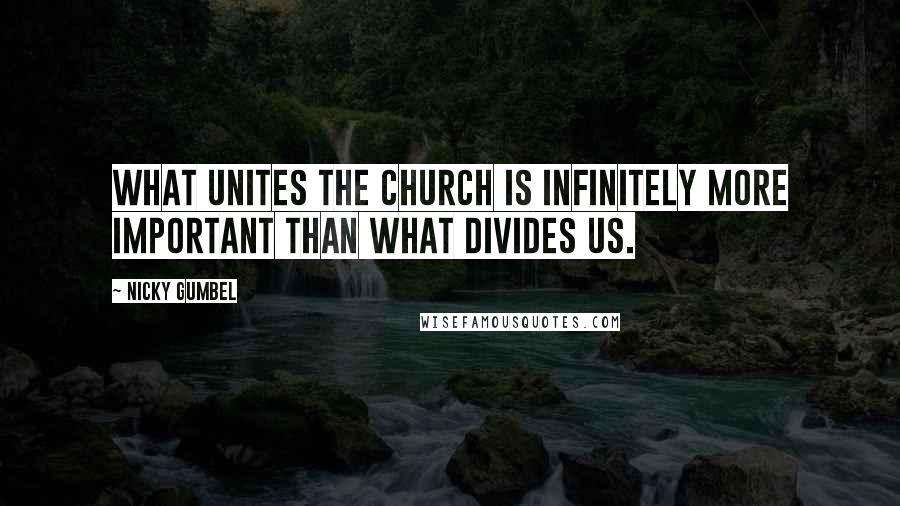 Nicky Gumbel Quotes: What unites the church is infinitely more important than what divides us.