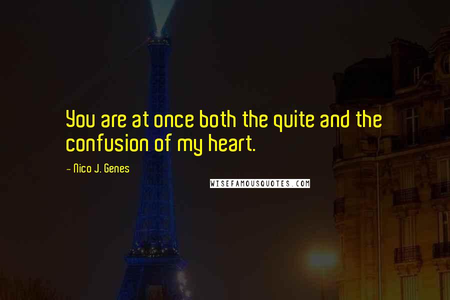 Nico J. Genes Quotes: You are at once both the quite and the confusion of my heart.