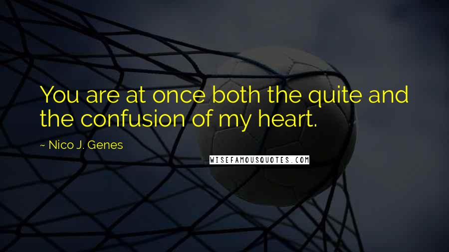 Nico J. Genes Quotes: You are at once both the quite and the confusion of my heart.