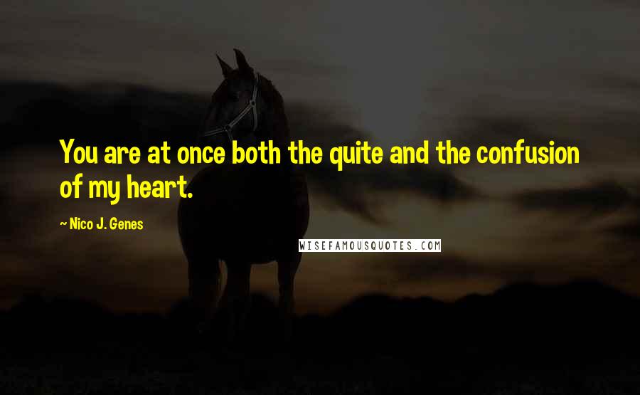 Nico J. Genes Quotes: You are at once both the quite and the confusion of my heart.