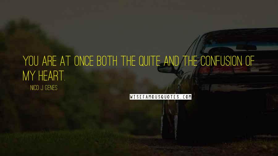 Nico J. Genes Quotes: You are at once both the quite and the confusion of my heart.