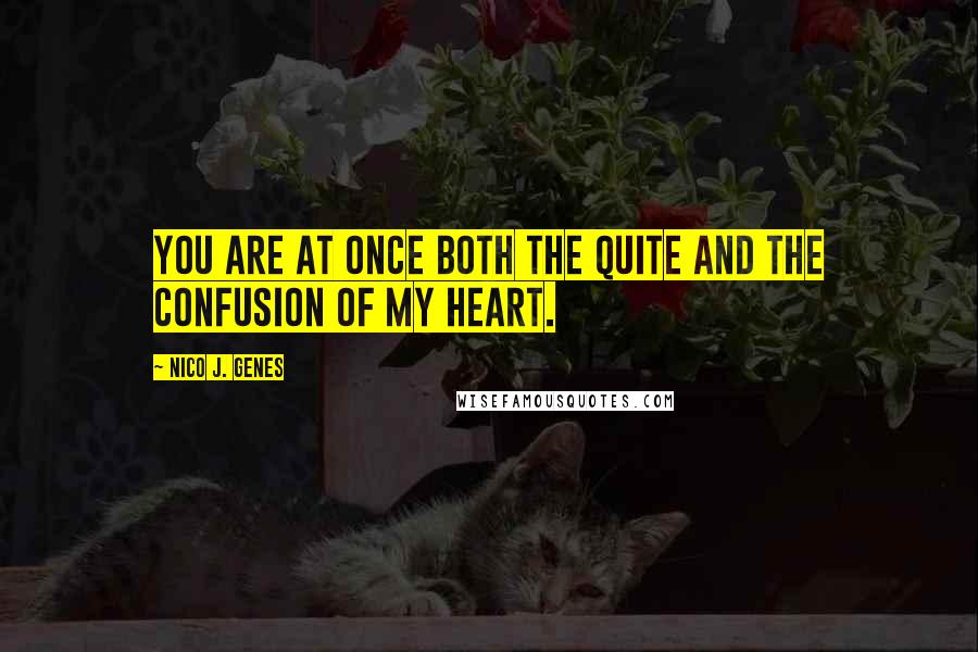 Nico J. Genes Quotes: You are at once both the quite and the confusion of my heart.