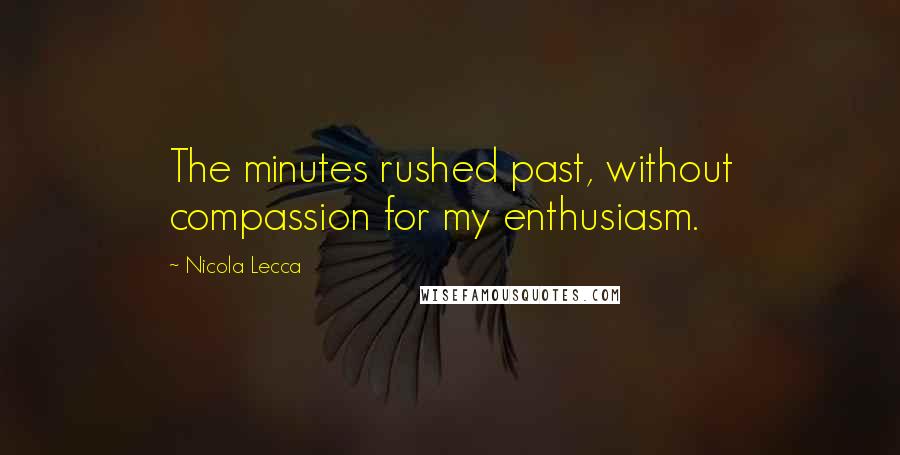 Nicola Lecca Quotes: The minutes rushed past, without compassion for my enthusiasm.