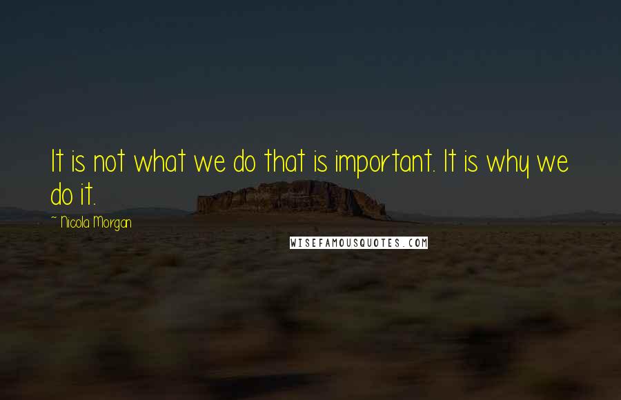 Nicola Morgan Quotes: It is not what we do that is important. It is why we do it.