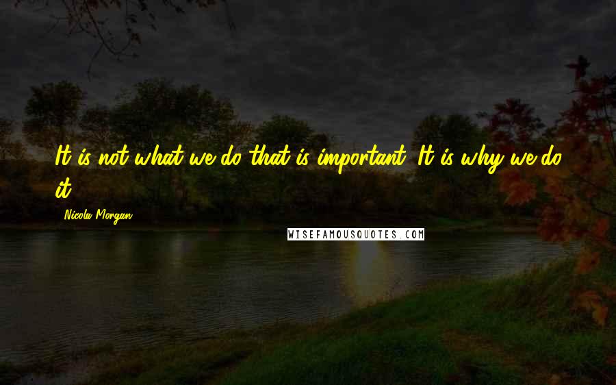 Nicola Morgan Quotes: It is not what we do that is important. It is why we do it.