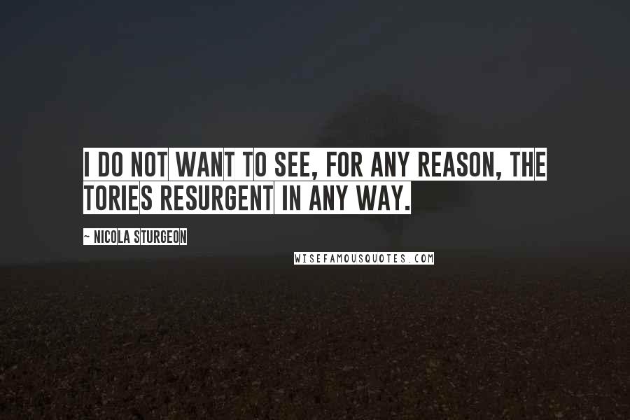 Nicola Sturgeon Quotes: I do not want to see, for any reason, the Tories resurgent in any way.