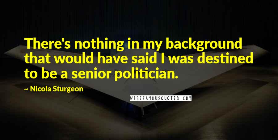 Nicola Sturgeon Quotes: There's nothing in my background that would have said I was destined to be a senior politician.