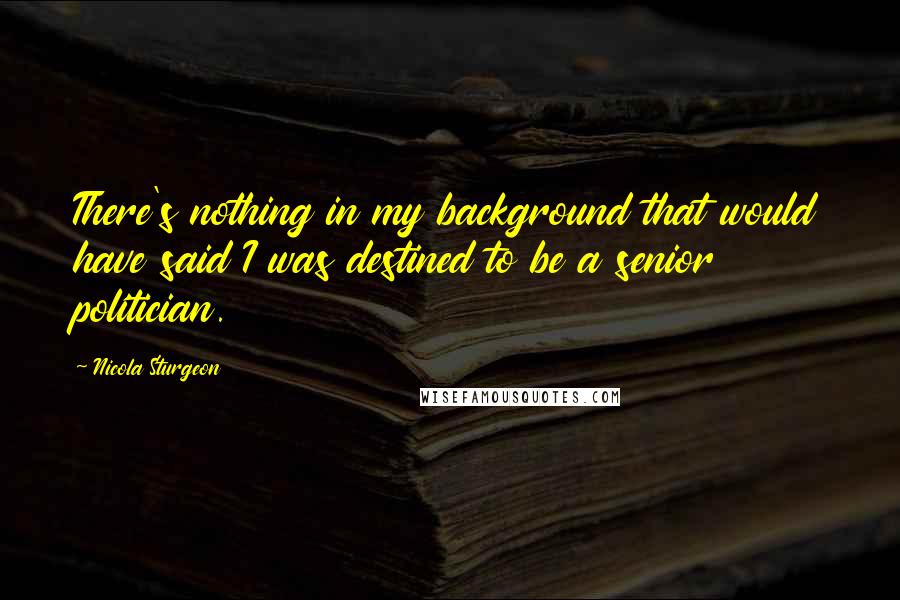 Nicola Sturgeon Quotes: There's nothing in my background that would have said I was destined to be a senior politician.