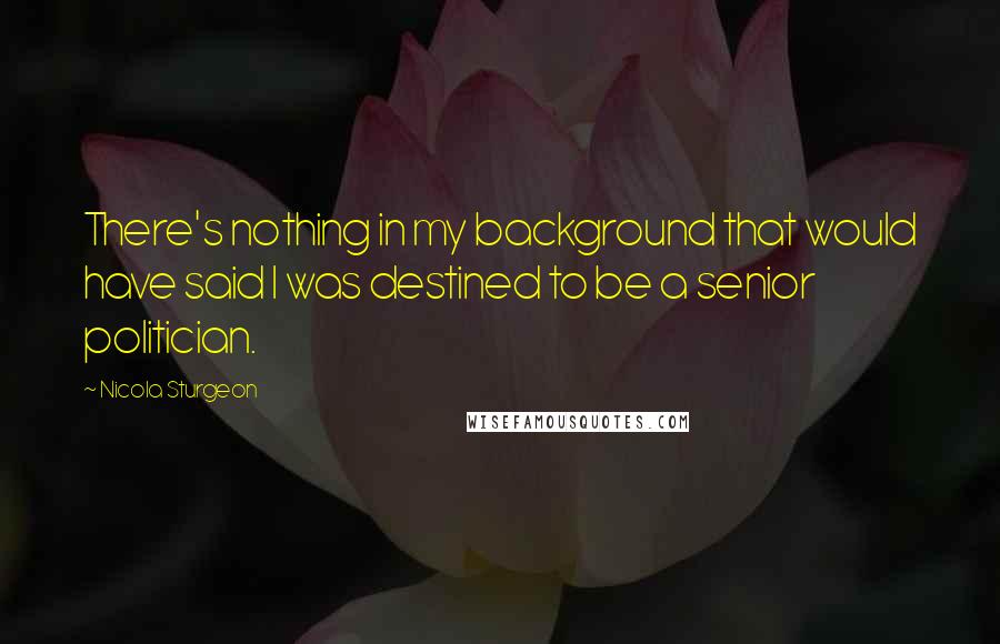 Nicola Sturgeon Quotes: There's nothing in my background that would have said I was destined to be a senior politician.