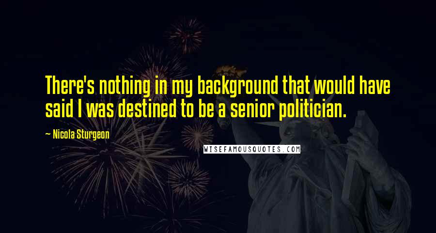 Nicola Sturgeon Quotes: There's nothing in my background that would have said I was destined to be a senior politician.