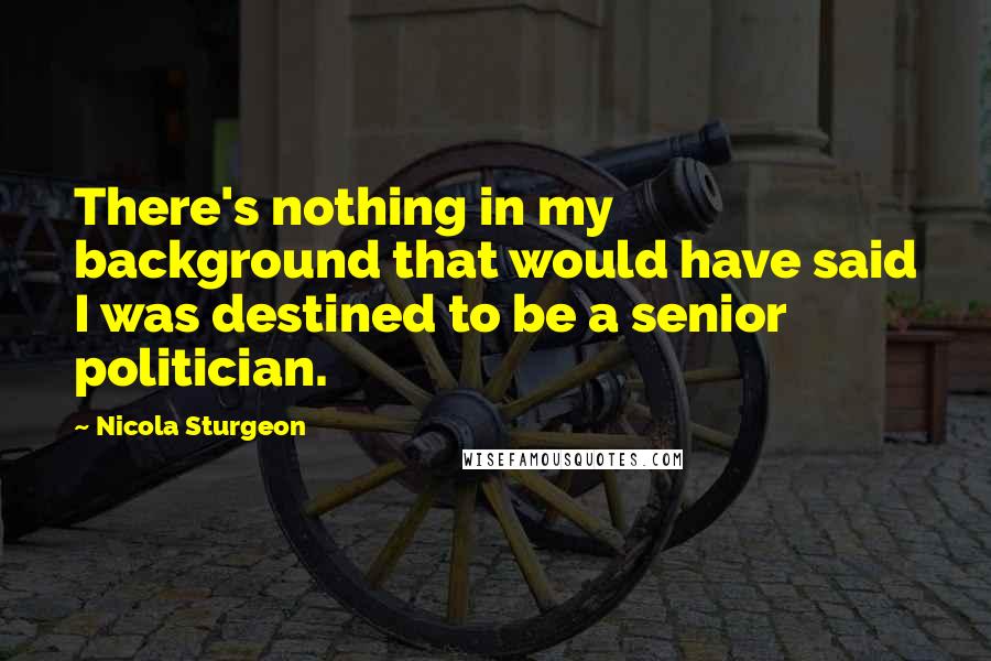 Nicola Sturgeon Quotes: There's nothing in my background that would have said I was destined to be a senior politician.