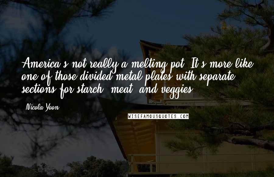 Nicola Yoon Quotes: America's not really a melting pot. It's more like one of those divided metal plates with separate sections for starch, meat, and veggies.