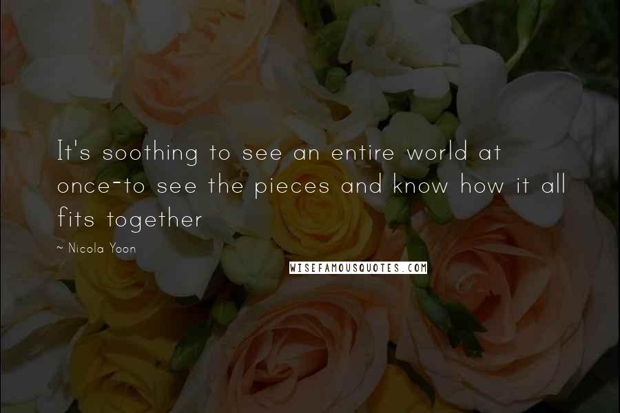 Nicola Yoon Quotes: It's soothing to see an entire world at once-to see the pieces and know how it all fits together