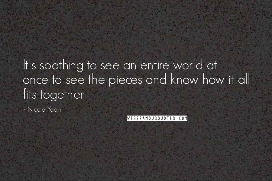 Nicola Yoon Quotes: It's soothing to see an entire world at once-to see the pieces and know how it all fits together