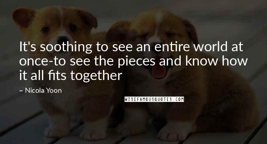 Nicola Yoon Quotes: It's soothing to see an entire world at once-to see the pieces and know how it all fits together