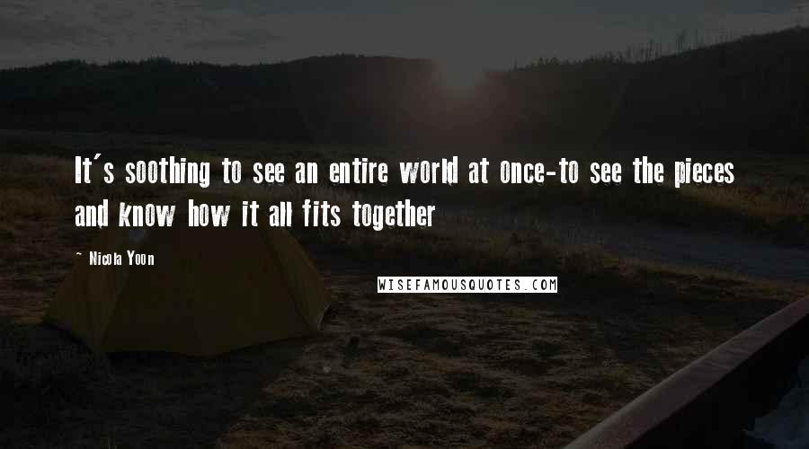 Nicola Yoon Quotes: It's soothing to see an entire world at once-to see the pieces and know how it all fits together