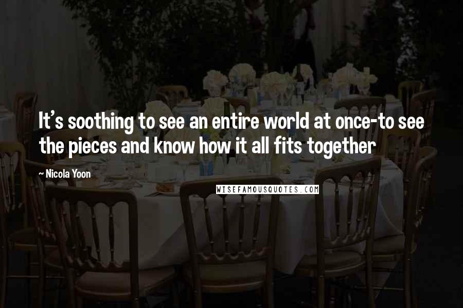 Nicola Yoon Quotes: It's soothing to see an entire world at once-to see the pieces and know how it all fits together