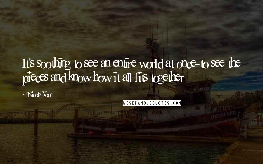 Nicola Yoon Quotes: It's soothing to see an entire world at once-to see the pieces and know how it all fits together
