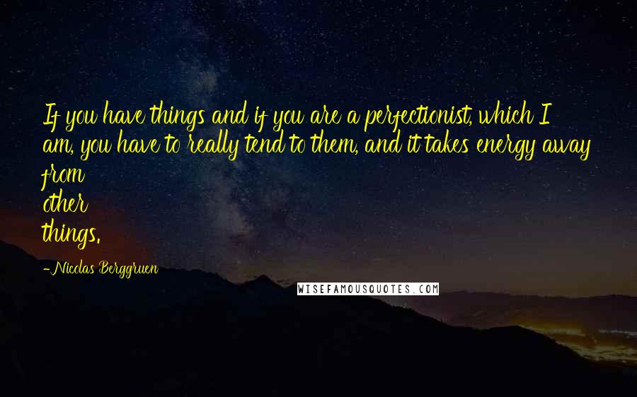 Nicolas Berggruen Quotes: If you have things and if you are a perfectionist, which I am, you have to really tend to them, and it takes energy away from other things.