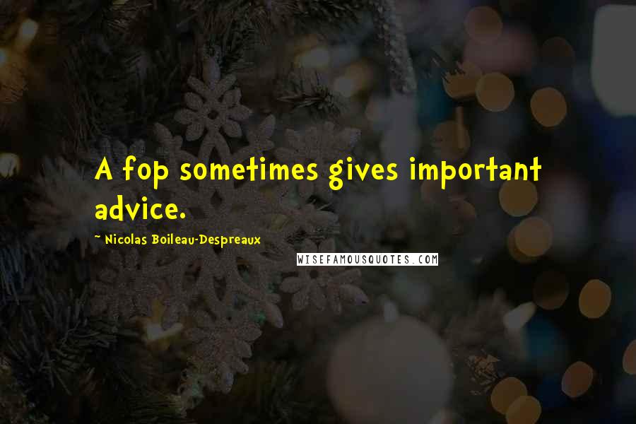 Nicolas Boileau-Despreaux Quotes: A fop sometimes gives important advice.