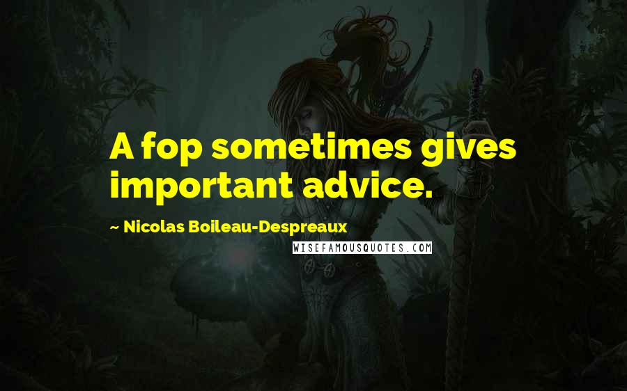 Nicolas Boileau-Despreaux Quotes: A fop sometimes gives important advice.