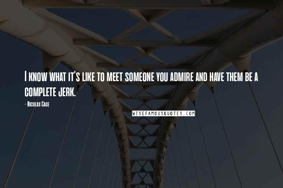 Nicolas Cage Quotes: I know what it's like to meet someone you admire and have them be a complete jerk.