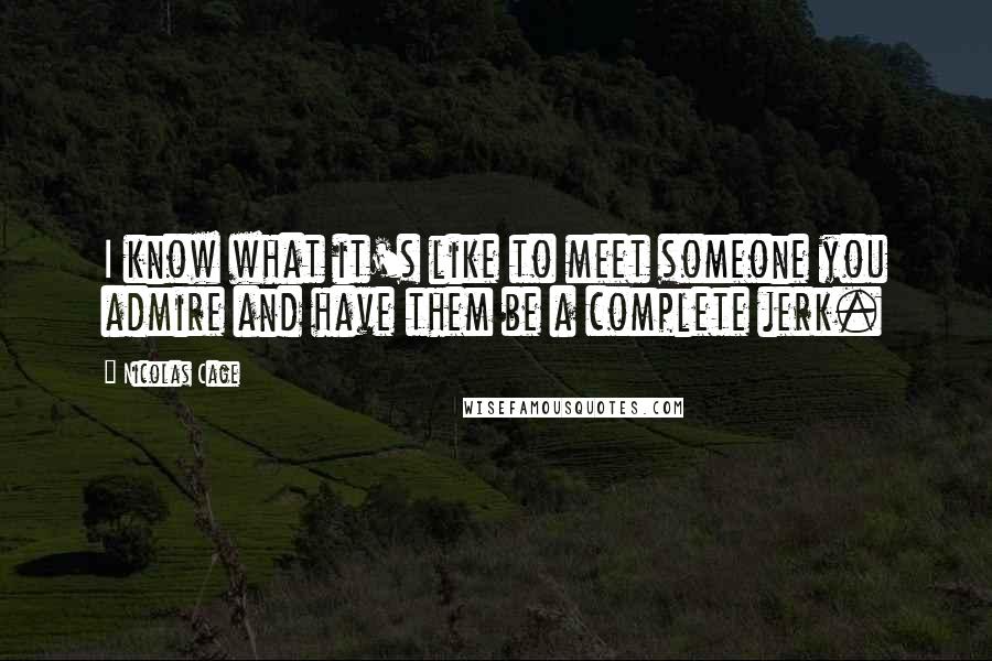 Nicolas Cage Quotes: I know what it's like to meet someone you admire and have them be a complete jerk.