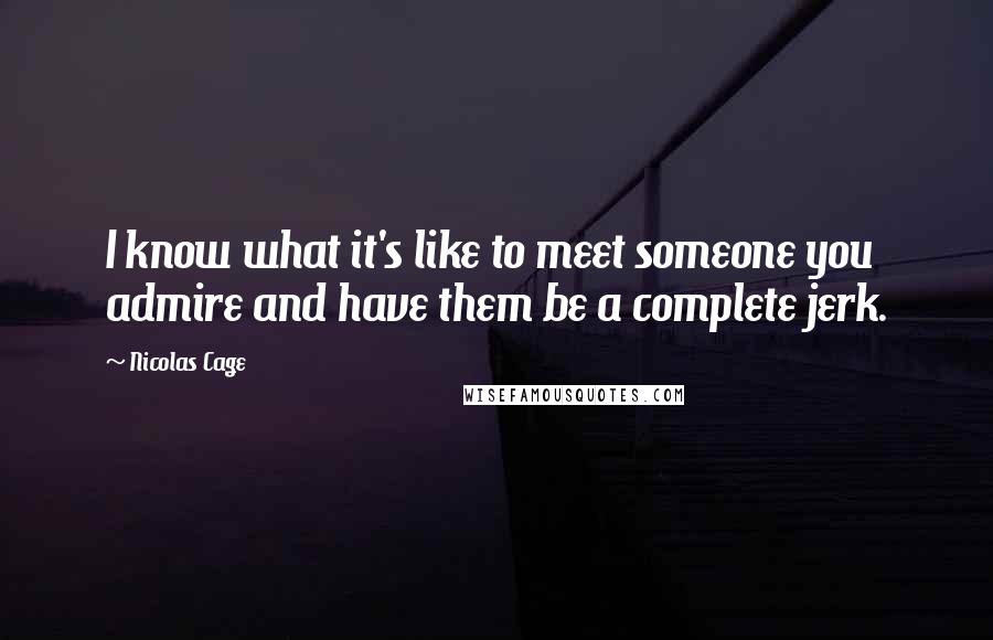 Nicolas Cage Quotes: I know what it's like to meet someone you admire and have them be a complete jerk.