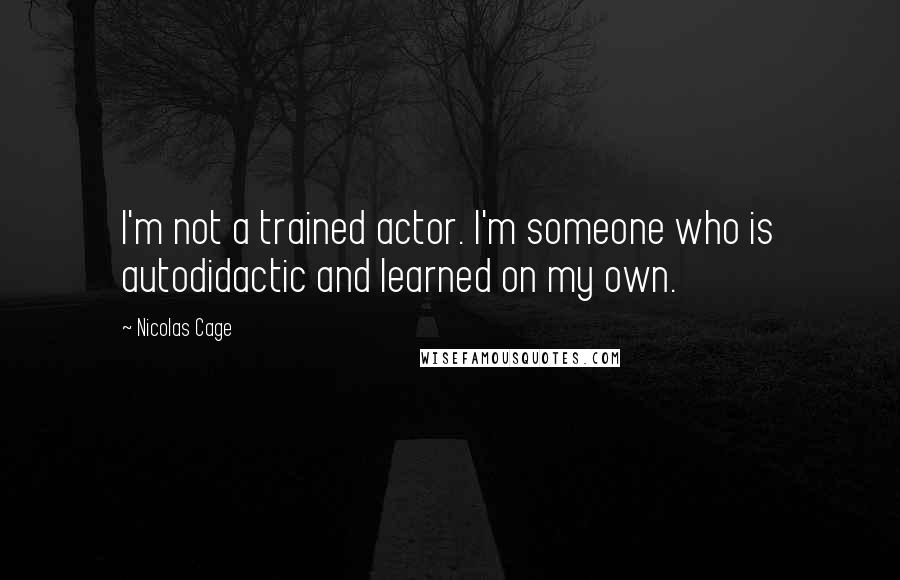 Nicolas Cage Quotes: I'm not a trained actor. I'm someone who is autodidactic and learned on my own.