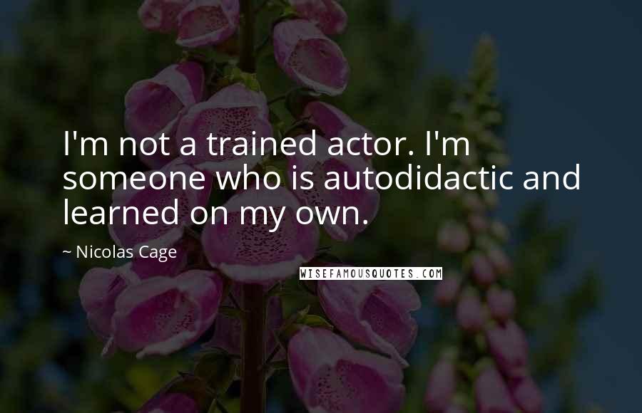 Nicolas Cage Quotes: I'm not a trained actor. I'm someone who is autodidactic and learned on my own.