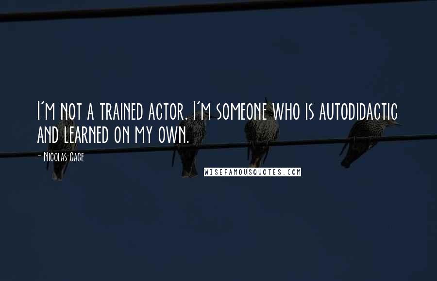 Nicolas Cage Quotes: I'm not a trained actor. I'm someone who is autodidactic and learned on my own.