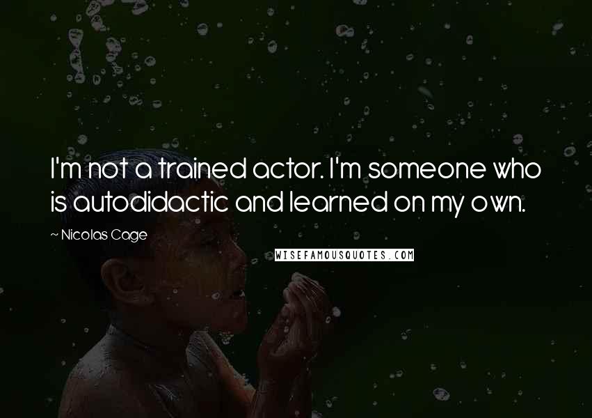 Nicolas Cage Quotes: I'm not a trained actor. I'm someone who is autodidactic and learned on my own.