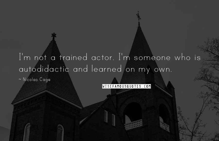 Nicolas Cage Quotes: I'm not a trained actor. I'm someone who is autodidactic and learned on my own.