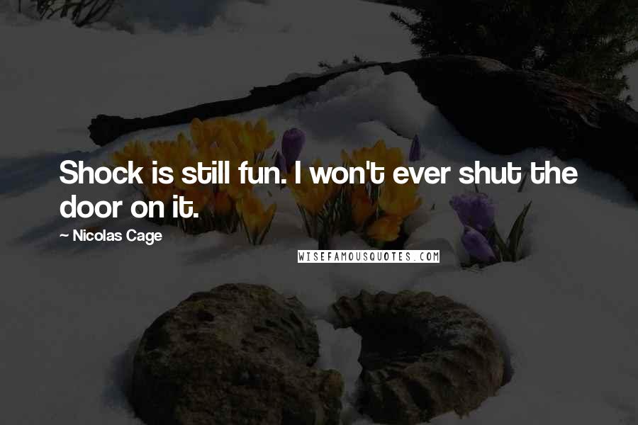 Nicolas Cage Quotes: Shock is still fun. I won't ever shut the door on it.
