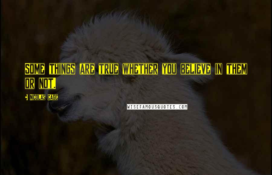 Nicolas Cage Quotes: Some things are true whether you believe in them or not.