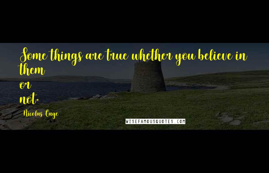 Nicolas Cage Quotes: Some things are true whether you believe in them or not.