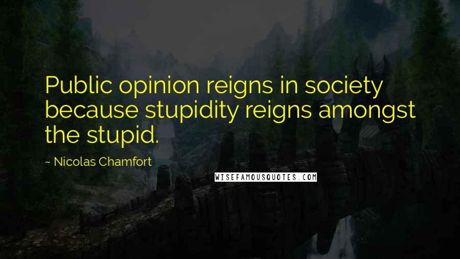 Nicolas Chamfort Quotes: Public opinion reigns in society because stupidity reigns amongst the stupid.