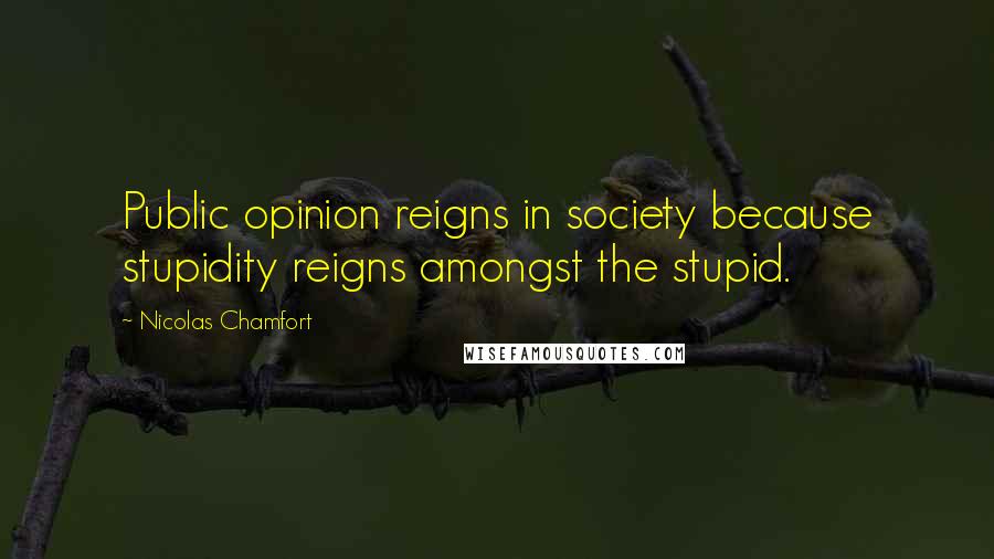 Nicolas Chamfort Quotes: Public opinion reigns in society because stupidity reigns amongst the stupid.