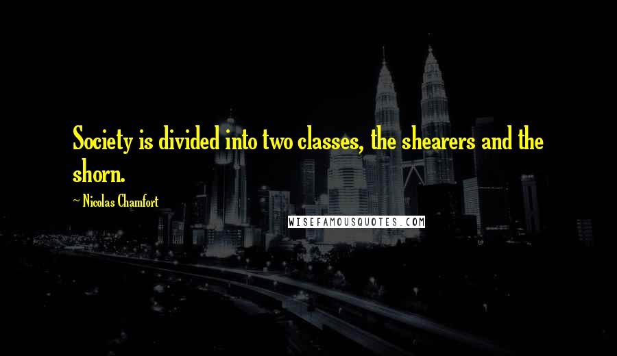 Nicolas Chamfort Quotes: Society is divided into two classes, the shearers and the shorn.