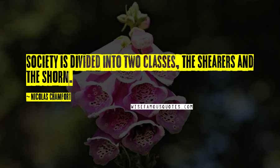 Nicolas Chamfort Quotes: Society is divided into two classes, the shearers and the shorn.