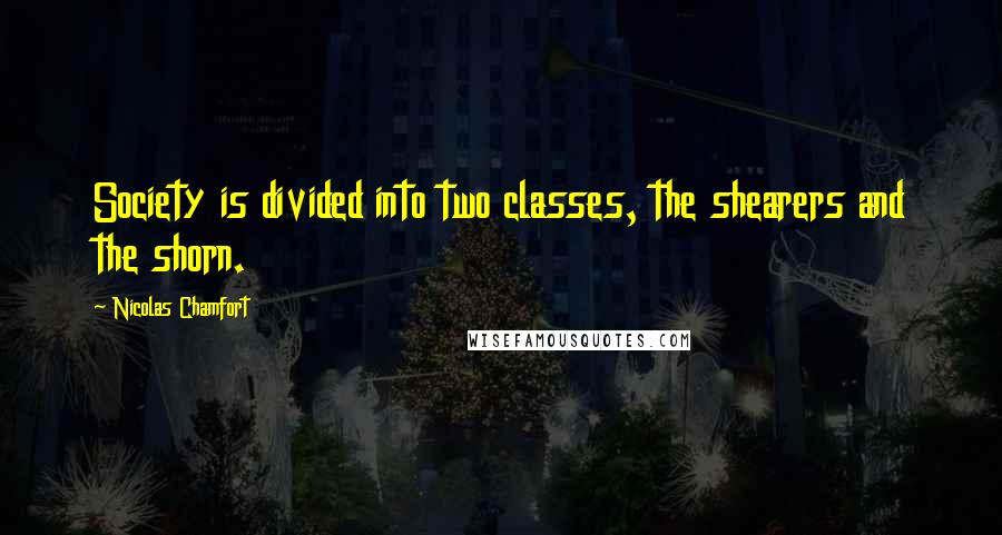 Nicolas Chamfort Quotes: Society is divided into two classes, the shearers and the shorn.