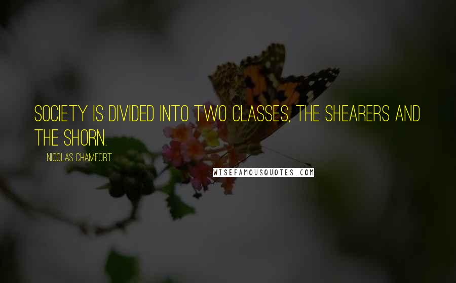 Nicolas Chamfort Quotes: Society is divided into two classes, the shearers and the shorn.